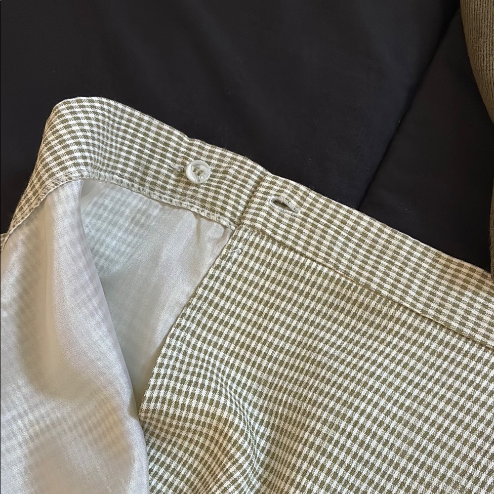 Gingham Midi Wrap Skirt; Vintage Light Olive Green & White, Lined, Size 2; EUC - Picture 7 of 10